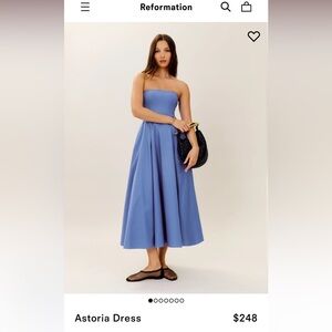 Reformation strapless dress w/pockets and full skirt in the most beautiful blue!